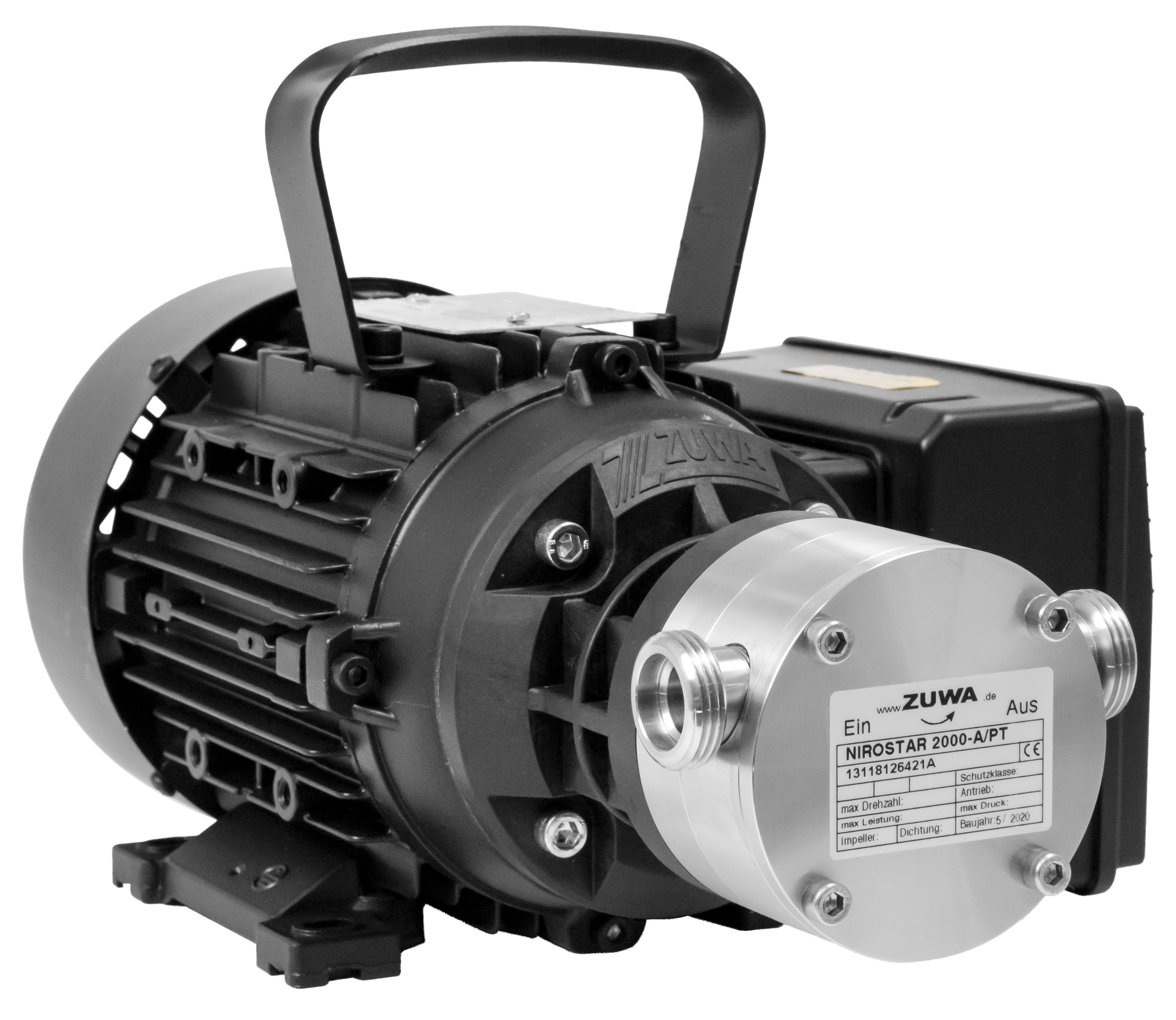 Impellerpumpe mit Motor, Kabel und Stecker